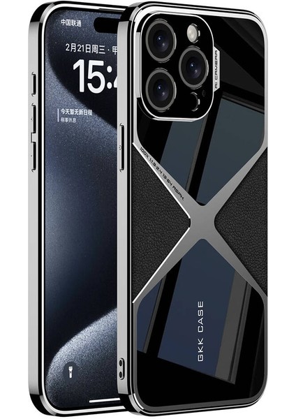 Apple iPhone 15 Pro Max Kılıf Ultra Ince Kamera Korumalı Pc + Deri Arka Yüzey Ardx X-Pro Kapak-Siyah