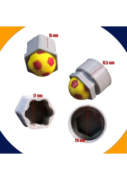 Audi Tt 1999-2006 Modelleri Sarı Kırmızı Top Kabartmalı Bijon Kapağı Set (17MM Somun Tüm Araçlar)