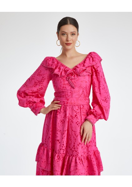 Kadın Midi Boy Elbise - Katlı Etek, Kemer Detayı - Modern ve Şık Tasarım - Günlük ve Özel Gün Için Elbise fiyatları