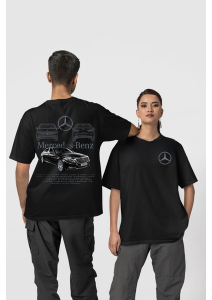 Siyah Mercedes-Benz E200 Tasarımlı Oversize Tişört – Swozz Özel Seri fırsatları