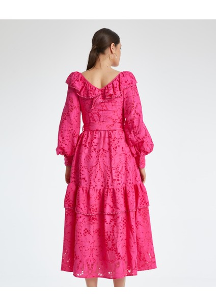 Kadın Midi Boy Elbise - Katlı Etek, Kemer Detayı - Modern ve Şık Tasarım - Günlük ve Özel Gün Için Elbise fırsatları