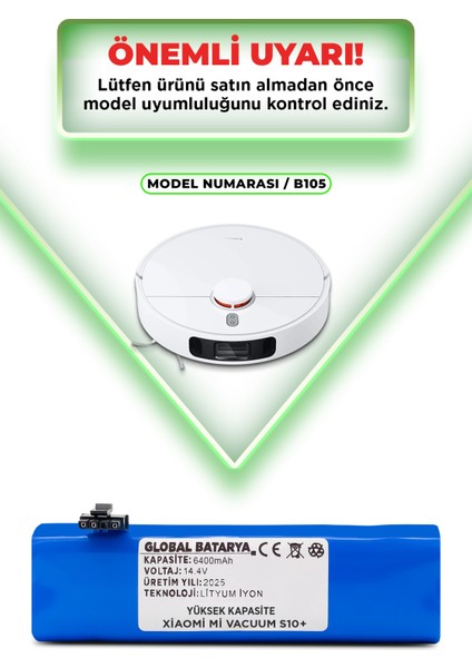 Xiaomi Mi Vacuum S10+ Uyumlu Akıllı Robot Süpürge Bataryası 14.4v 6400mah Li-Ion Pil (Yüksek Kapasite) indirimleri