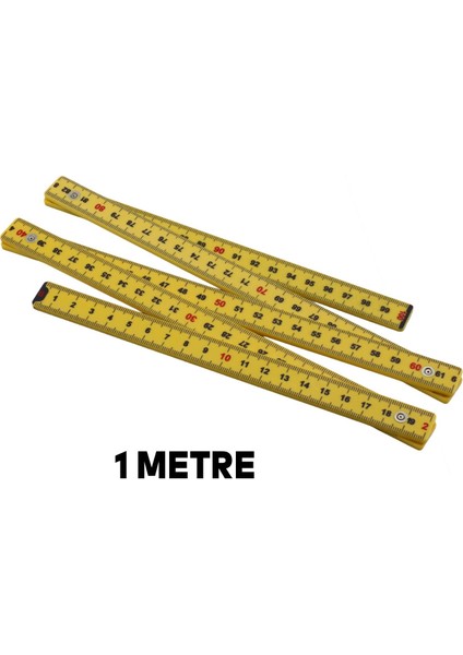 Plastik Kırma Katlanır Okul Ofis Pratik Basit Metre Sarı (1 Metre)