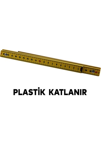 Plastik Kırma Katlanır Okul Ofis Pratik Basit Metre Sarı (1 Metre)