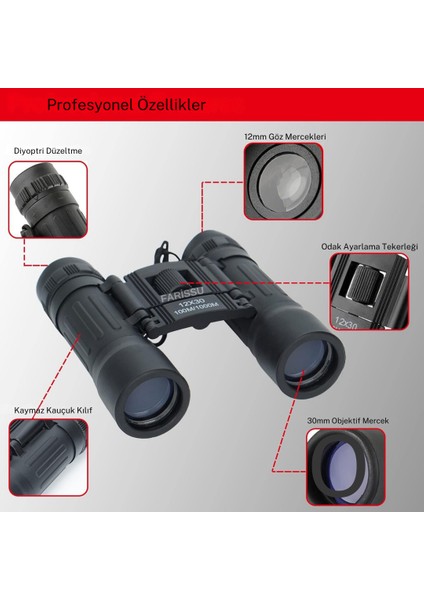 KL-21 12x30 Dürbün – 12x Zoom, 1000m’de 100m Görüş, Kompakt Tasarım