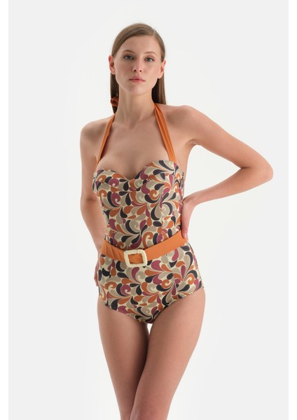 Kahverengi Straplez Kaplı Bikini Mayo