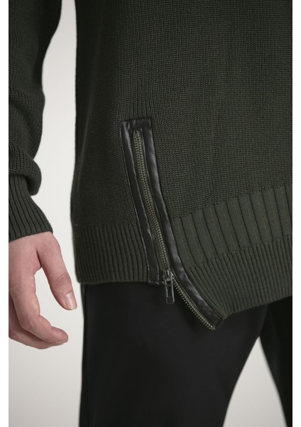 Bisiklet Yaka Fermuar Detaylı Örme Slim Fit Erkek Kazak fiyatları