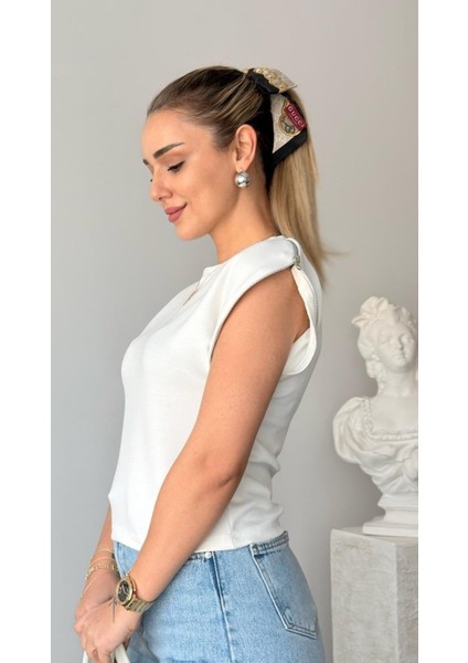 Keyymod Fermuar Detaylı Şık Penye Kadın Bluz