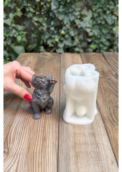 Kedi Lokum Tekli Silikon Mum Kalıbı