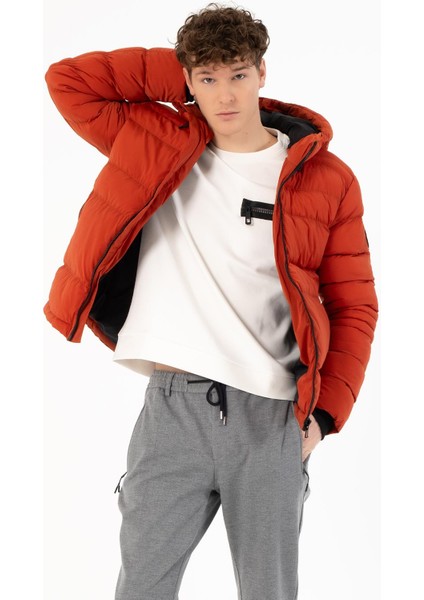 Kapüşonlu Slim Fit Erkek Mont