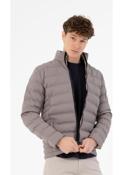 Fermuarlı Slim Fit Şişme Erkek Mont