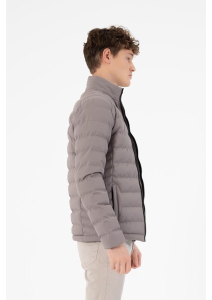Fermuarlı Slim Fit Şişme Erkek Mont