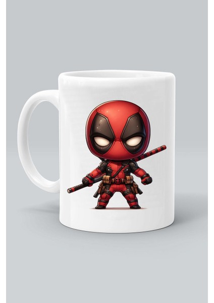 Deadpool Karakter Süper Kahraman Baskılı Beyaz Kupa Bardak