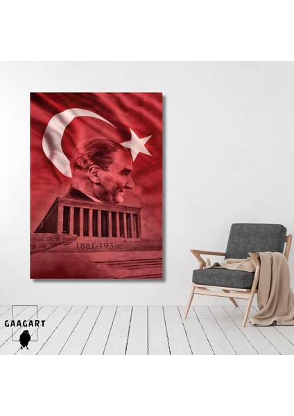 Tekli Dikey Kanvas Duvar Tablosu Atatürk ve Anıtkabir