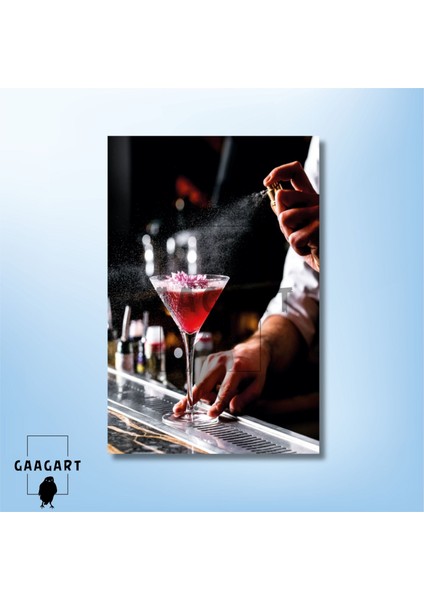 Tekli Dikey Kanvas Duvar Tablosu Kırmızı Kokteyl Bardak modelleri