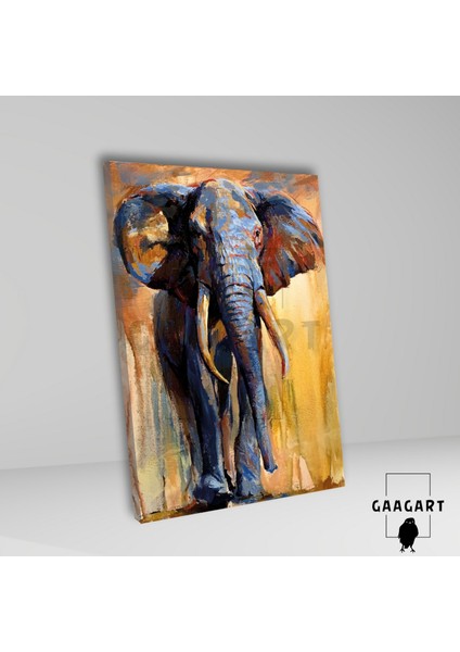Tekli Dikey Kanvas Duvar Tablosu Yağlı Boya Görünümlü Sarı Fil fiyatları