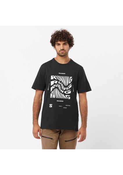 Running Graphic Erkek Siyah Koşu Tişört