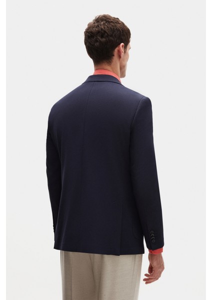Ds Damat Slim Fit Lacivert Örme Kumaş Ceket