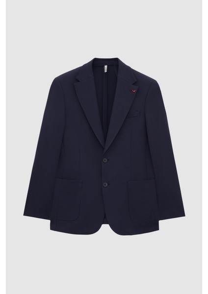 Ds Damat Slim Fit Lacivert Örme Kumaş Ceket