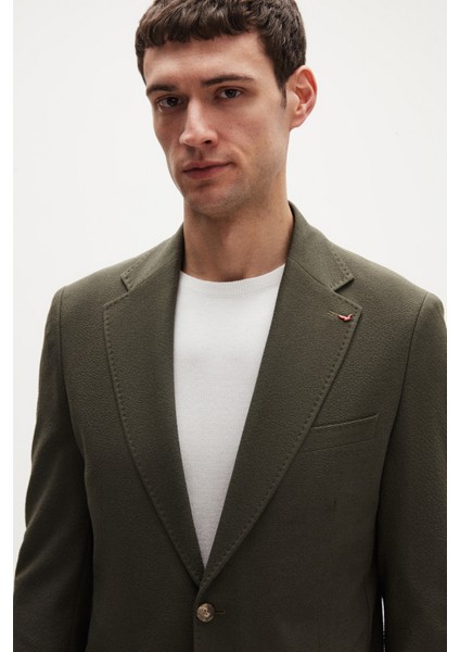 Ds Damat Regular Fit Haki Düz Kumaş Ceket
