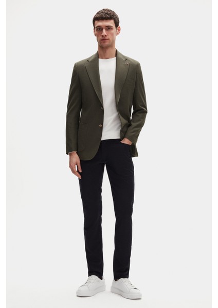 Ds Damat Regular Fit Haki Düz Kumaş Ceket