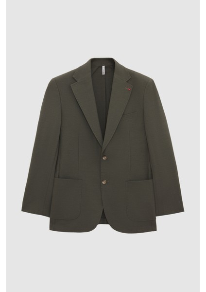 Ds Damat Regular Fit Haki Düz Kumaş Ceket