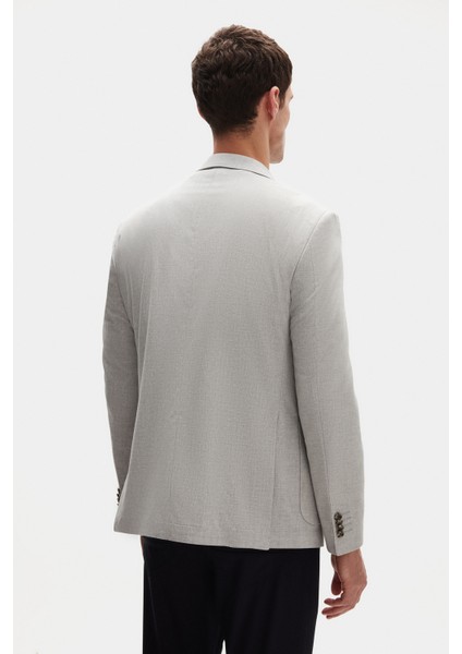 Ds Damat Slim Fit Gri Düz Kumaş Ceket