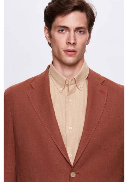 Ds Damat Regular Fit Tarçın Düz Kumaş Ceket