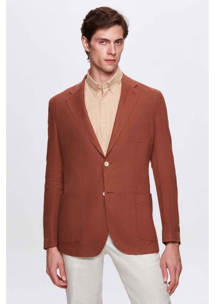 Ds Damat Regular Fit Tarçın Düz Kumaş Ceket