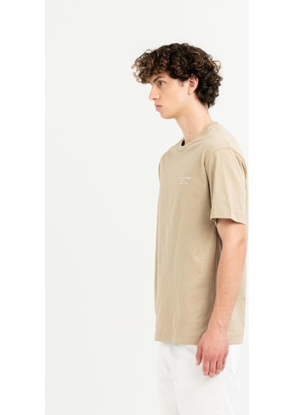 Bisiklet Yaka Baskılı %100 Pamuk Oversize Erkek T-Shirt indirimleri