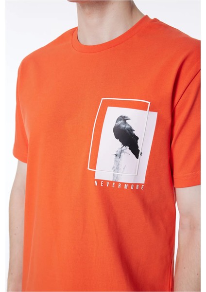 Bisiklet Yaka Göğsü Baskılı %100 Pamuk Oversize Erkek T-Shirt fiyatları