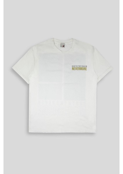 Bisiklet Yaka Göğsü Garni ve Baskı Detaylı Erkek T-Shirt