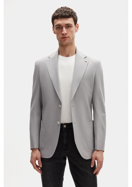 Ds Damat Regular Fit Gri Düz Kumaş Ceket