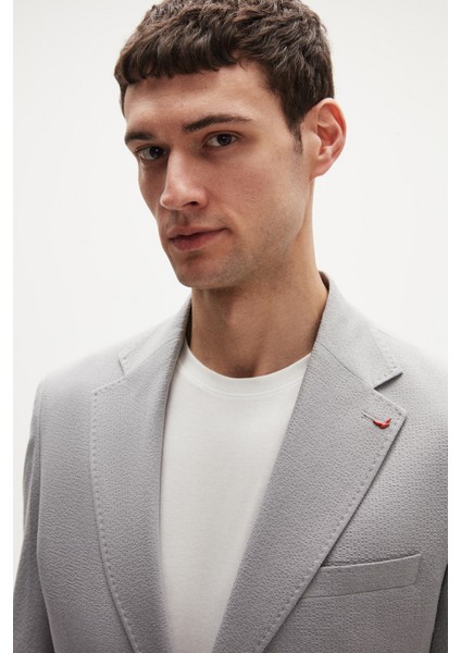Ds Damat Regular Fit Gri Düz Kumaş Ceket