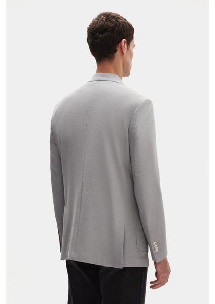 Ds Damat Regular Fit Gri Düz Kumaş Ceket