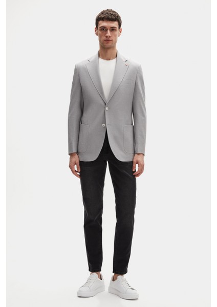 Ds Damat Regular Fit Gri Düz Kumaş Ceket
