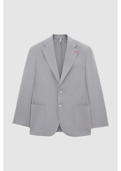 Ds Damat Regular Fit Gri Düz Kumaş Ceket