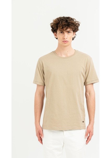 Bisiklet Yaka Kol Ucu Duble %100 Pamuk Slim Fit Erkek T-Shirt