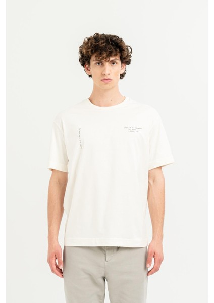Bisiklet Yaka Baskılı %100 Pamuk Oversize Erkek T-Shirt