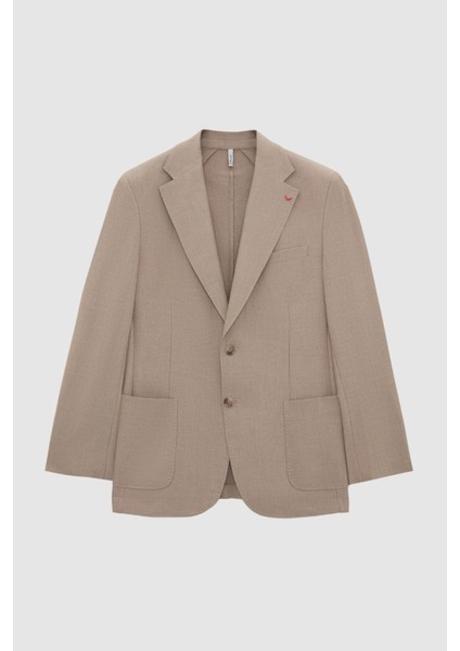 Ds Damat Regular Fit Bej Düz Kumaş Ceket