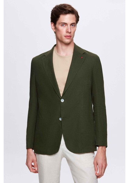 Ds Damat Regular Fit Haki Düz Kumaş Ceket