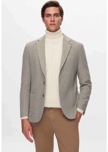 Ds Damat Slim Fit Gri Armürlü Kumaş Ceket