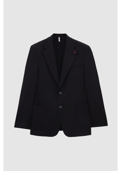 Ds Damat Slim Fit Siyah Örme Kumaş Ceket