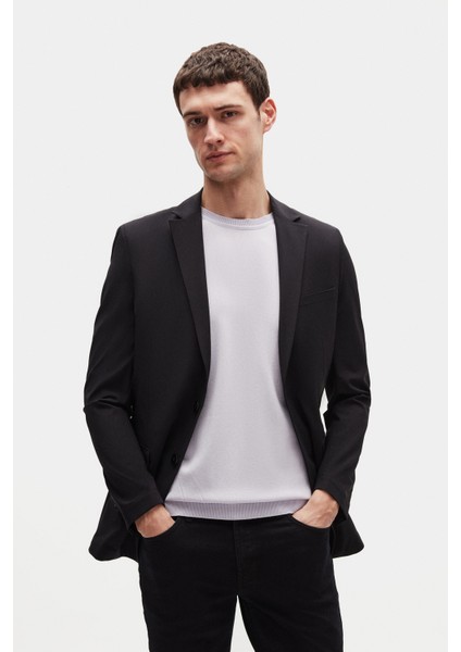 Ds Damat Slim Fit Siyah Çizgili Kumaş Ceket