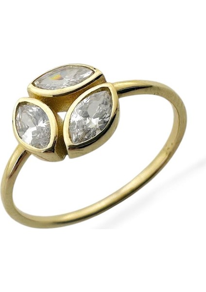 Üç Taş Özel Stil Italyan 14 Ayar Altın Yüzük fiyatları
