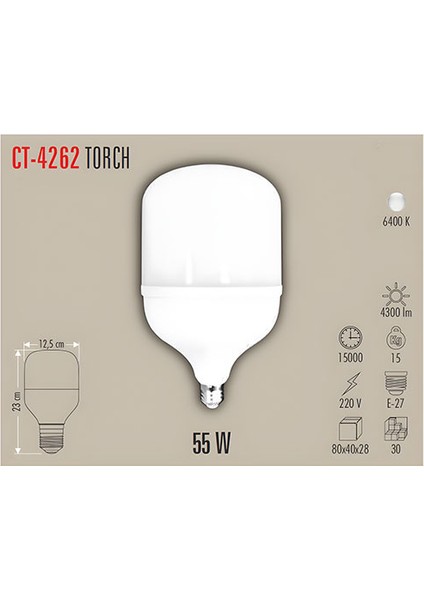CT-4262 55W LED Ampul Torch Ampul / Beyaz