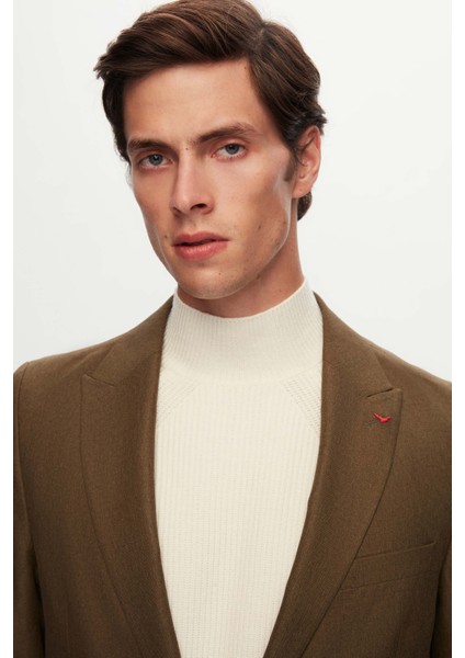 Slim Fit Yeşil Armürlü Kumaş Ceket modelleri