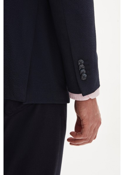 Ds Damat Regular Fit Lacivert Düz Kumaş Ceket