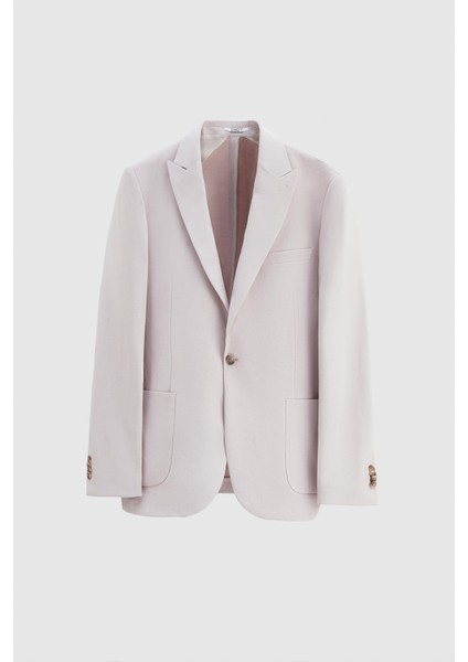 Slim Fit Bej Armürlü Uçan Blazer Kumaş Ceket indirimleri
