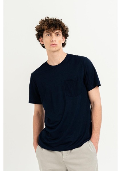 Göğüs Cepli Bisiklet Yaka Slim Fit Erkek T-Shirt fiyatları